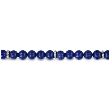 925 Sterling Silver 8mm Lapis Beaded Bracelet