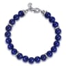 925 Sterling Silver 8mm Lapis Beaded Bracelet
