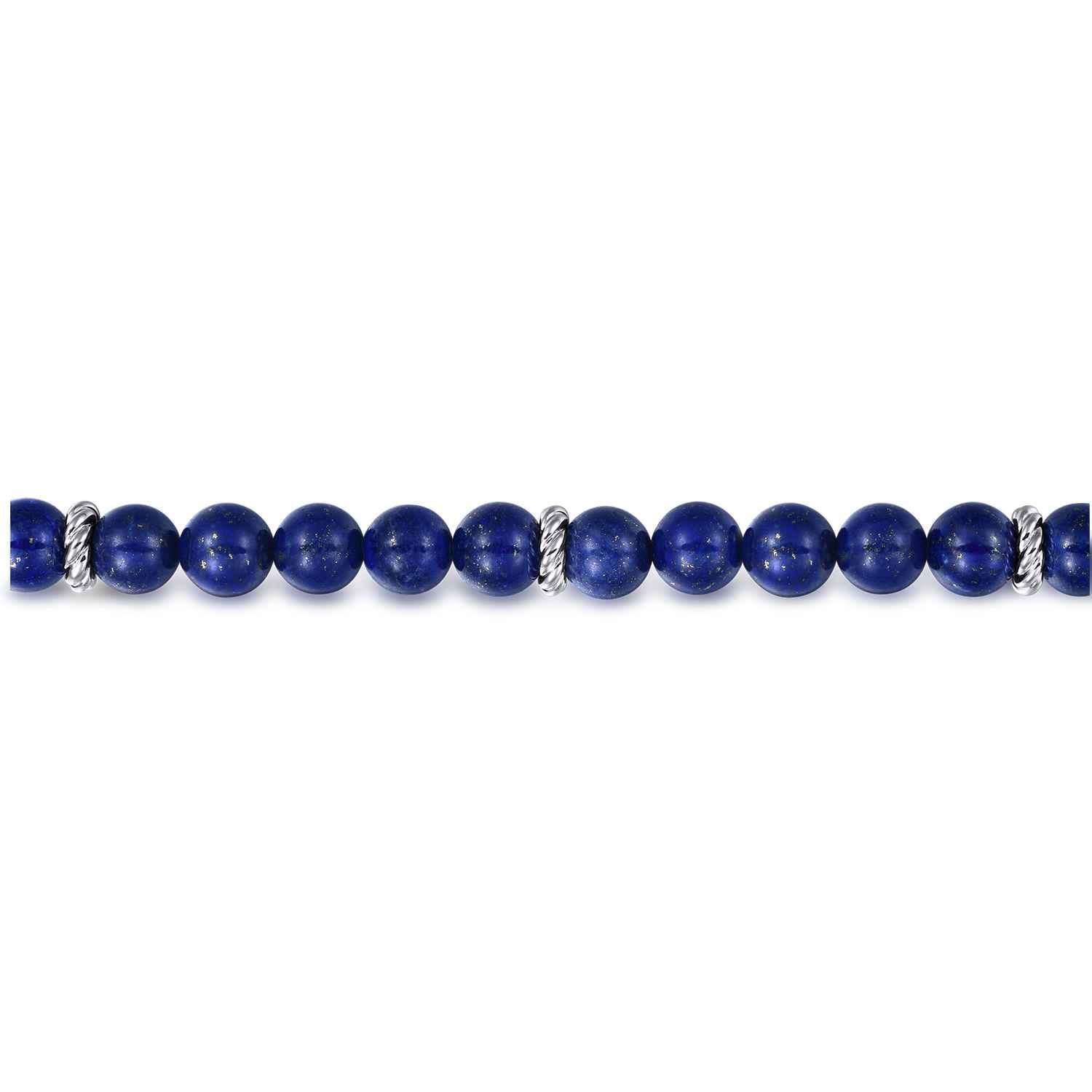 925 Sterling Silver 8mm Lapis Beaded Bracelet - Shot 2