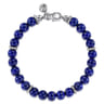 925 Sterling Silver 8mm Lapis Beaded Bracelet