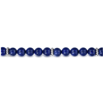 925 Sterling Silver 8mm Lapis Beaded Bracelet