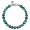 925 Sterling Silver 8mm Malachite Beaded Bracelet