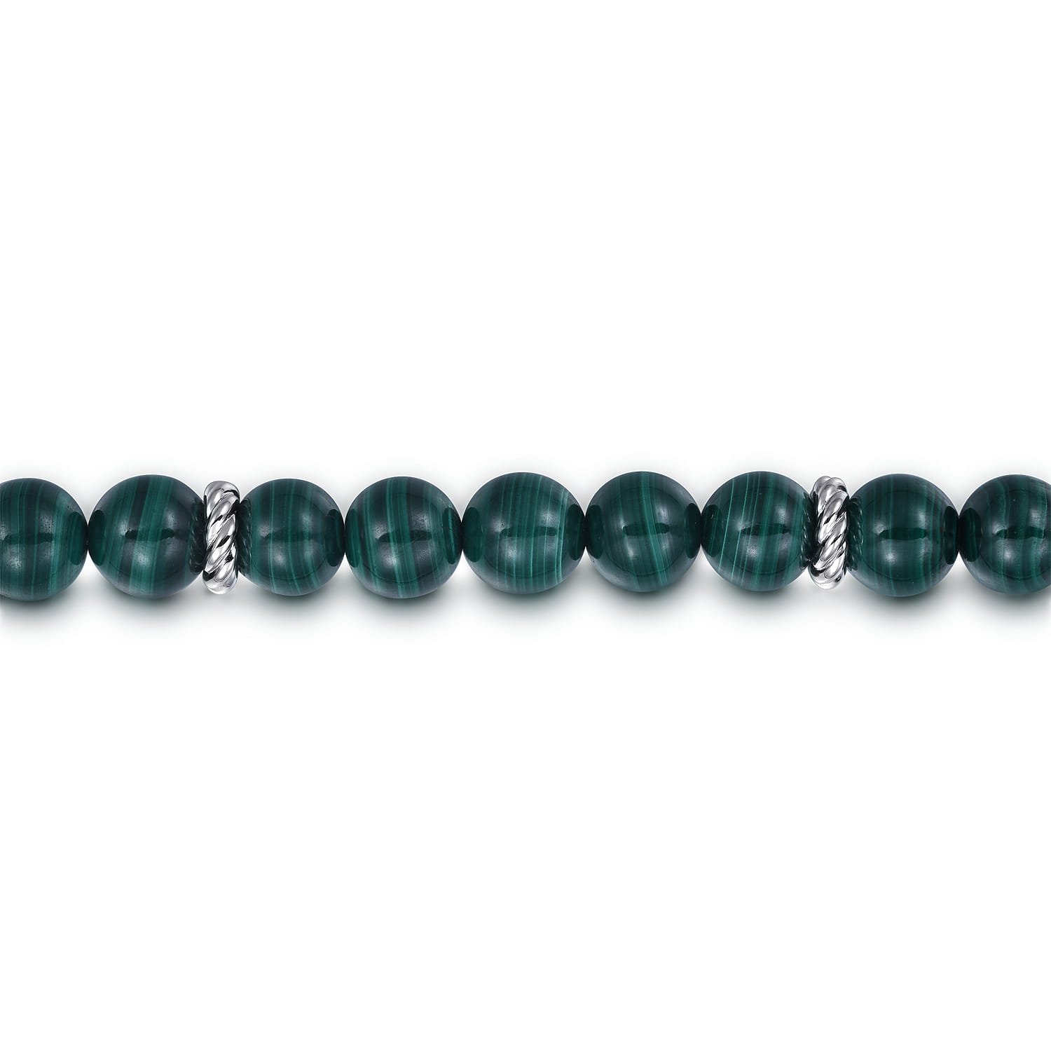 925 Sterling Silver 8mm Malachite Beaded Bracelet - Shot 2