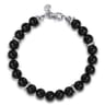 925 Sterling Silver 8mm Onyx Beaded Bracelet