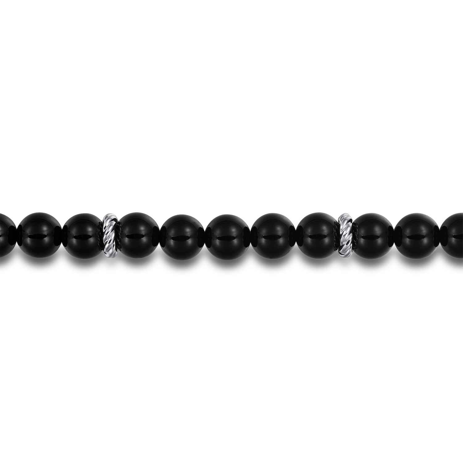925 Sterling Silver 8mm Onyx Beaded Bracelet - Shot 2