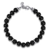 925 Sterling Silver 8mm Onyx Beaded Bracelet