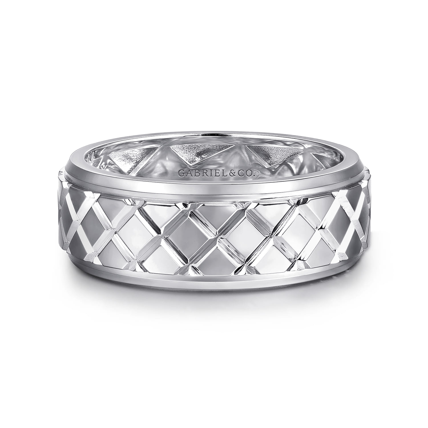 925 Sterling Silver 8mm Square Mens Ring in High Polished Finish - Shot 1
