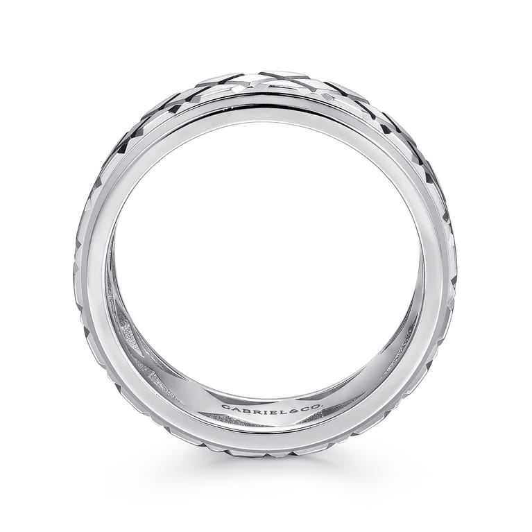 925 Sterling Silver 8mm Square Mens Ring in High Polished Finish - Shot 2