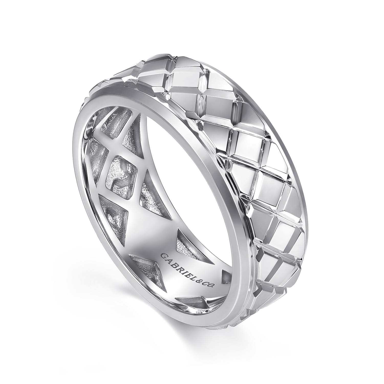 925 Sterling Silver 8mm Square Mens Ring in High Polished Finish - Shot 3