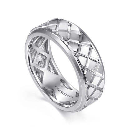 925 Sterling Silver 8mm Square Mens Ring in High Polished Finish