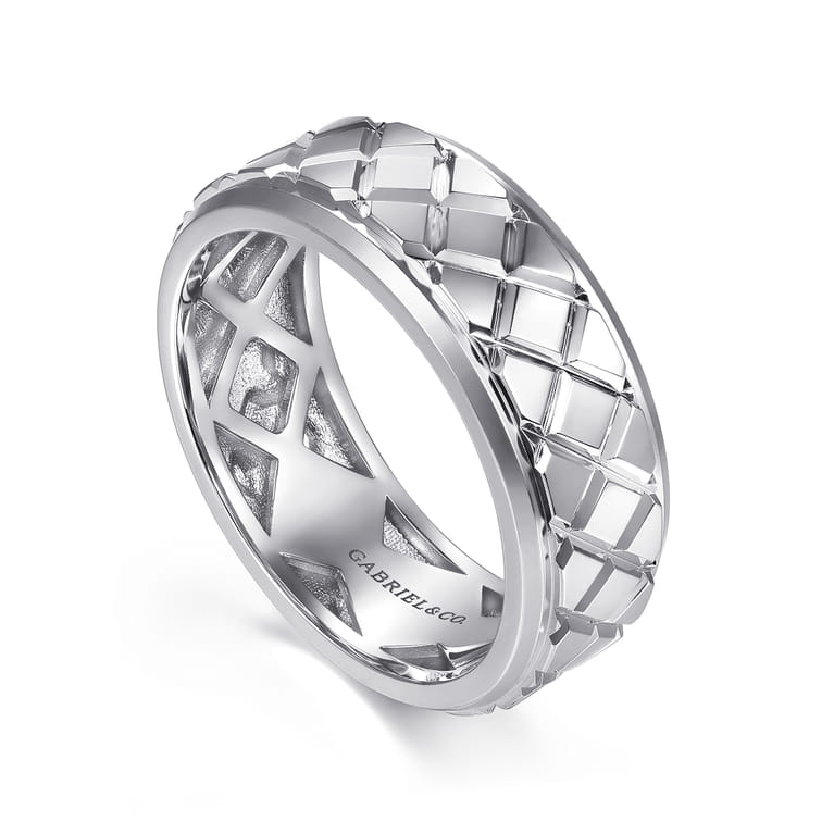 925 Sterling Silver 8mm Square Mens Ring in High Polished Finish - Shot 3