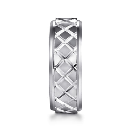 925 Sterling Silver 8mm Square Mens Ring in High Polished Finish