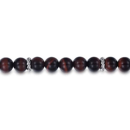 925 Sterling Silver 8mm Tiger Eye Beaded Bracelet