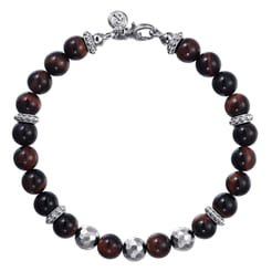 925 Sterling Silver 8mm Tiger Eye  Faceted Bead Bracelet