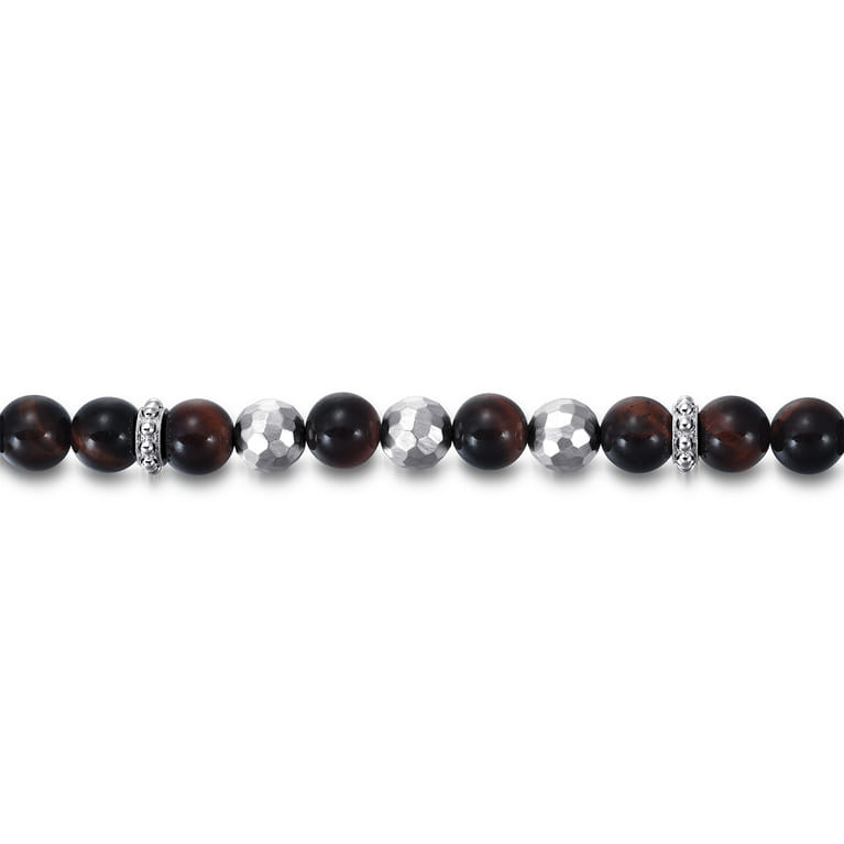 925 Sterling Silver 8mm Tiger Eye  Faceted Bead Bracelet - Shot 2