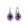 925 Sterling Silver Amethyst Bujukan Pear Shape Leverback Earrings With Pattern