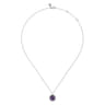 925 Sterling Silver Amethyst Bujukan Round Shape Necklace With Pattern