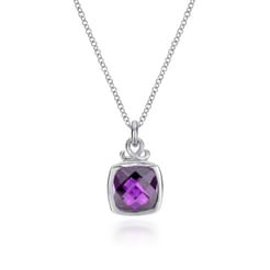 925 Sterling Silver Amethyst Pendant Necklace