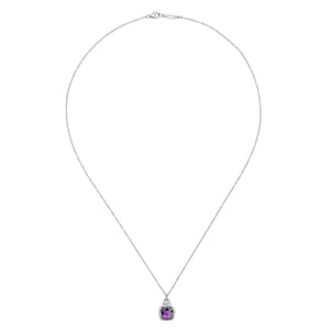 925 Sterling Silver Amethyst Pendant Necklace