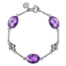 925 Sterling Silver Amethyst Station Bracelet