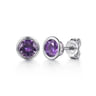 925 Sterling Silver Amethyst Stud Earrings