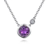 925 Sterling Silver Amethyst and Diamond Pendant Necklace - 0.02 ct
