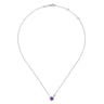 925 Sterling Silver Amethyst and Diamond Pendant Necklace - 0.02 ct