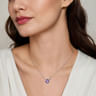 925 Sterling Silver Amethyst and Diamond Pendant Necklace - 0.02 ct