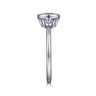 925 Sterling Silver Amethyst and Diamond Ring - 0.05 ct