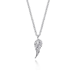 925 Sterling Silver Angel Wings Pendant Necklace