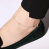 925 Sterling Silver Ankle Bracelet with Blue Topaz and White Sapphire Stations