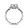 925 Sterling Silver Aquamarine and Diamond Ring - 0.05 ct
