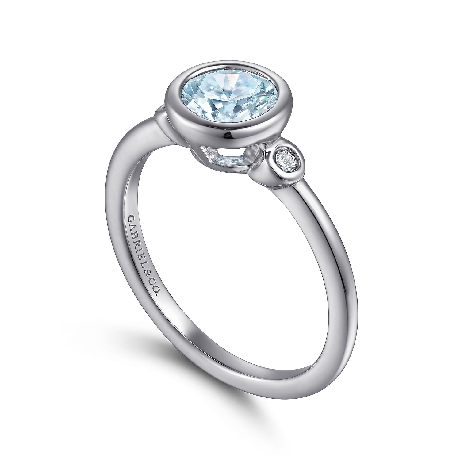 925 Sterling Silver Aquamarine and Diamond Ring - 0.05 ct - Shot 3