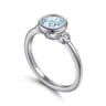 925 Sterling Silver Aquamarine and Diamond Ring - 0.05 ct