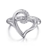 925 Sterling Silver Asymmetrical Open Heart White Sapphire Ring