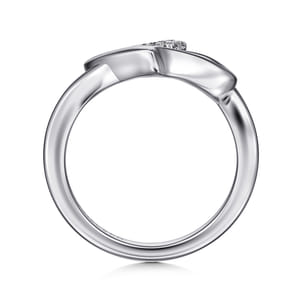 925 Sterling Silver Asymmetrical Open Heart White Sapphire Ring