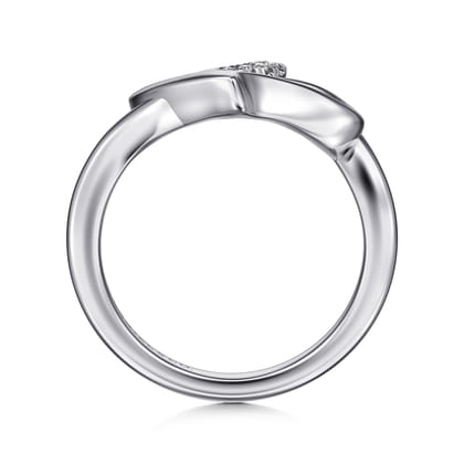 925 Sterling Silver Asymmetrical Open Heart White Sapphire Ring