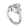 925 Sterling Silver Asymmetrical Open Heart White Sapphire Ring