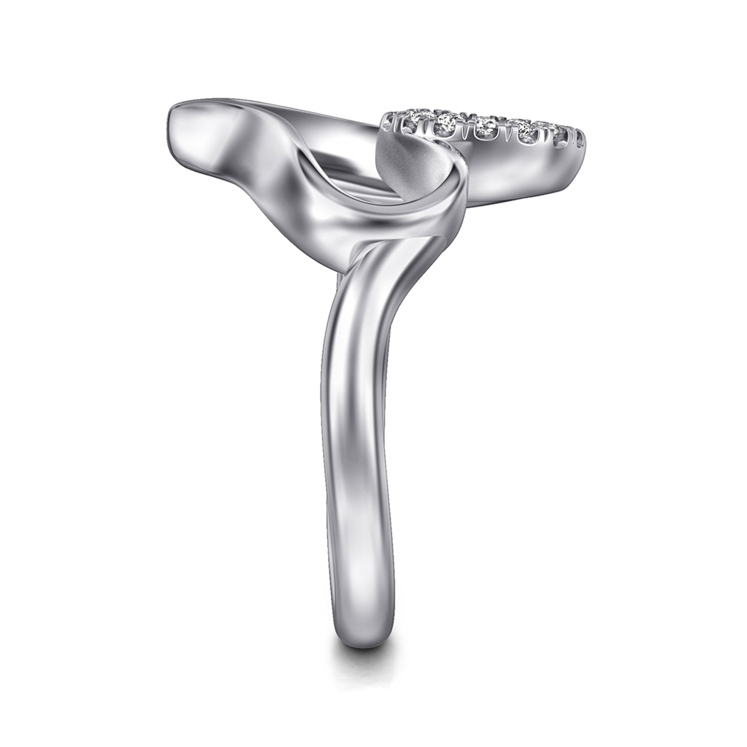 925 Sterling Silver Asymmetrical Open Heart White Sapphire Ring - Shot 4