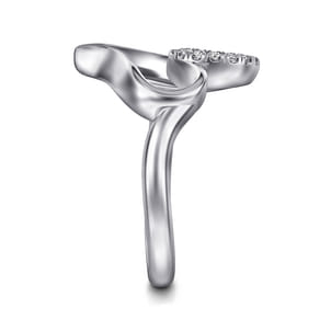 925 Sterling Silver Asymmetrical Open Heart White Sapphire Ring