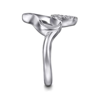 925 Sterling Silver Asymmetrical Open Heart White Sapphire Ring