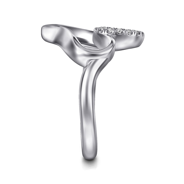 925 Sterling Silver Asymmetrical Open Heart White Sapphire Ring - Shot 4