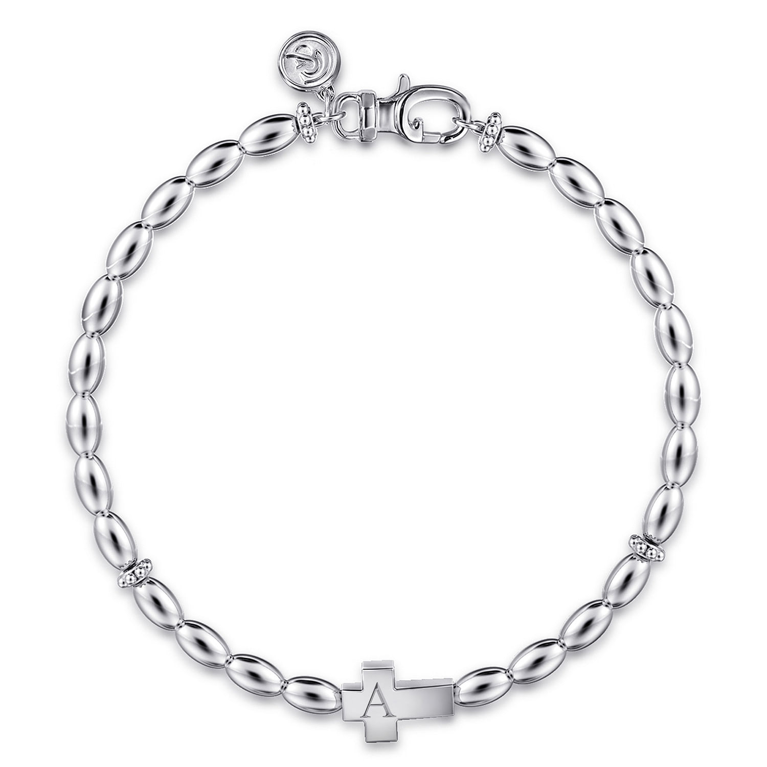 925 Sterling Silver Beaded Cross Bracelet - Shot 4