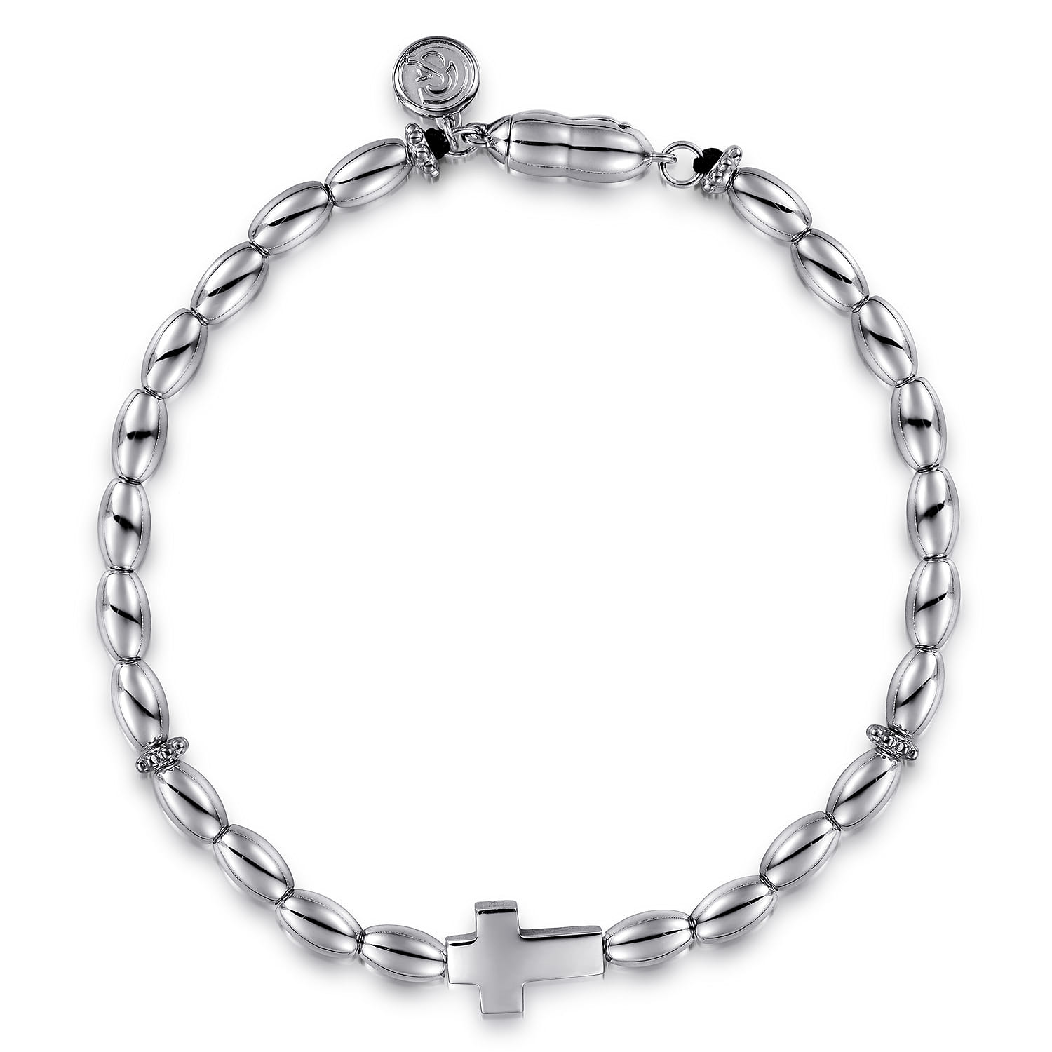 925 Sterling Silver Beaded Cross Bracelet - Shot 1