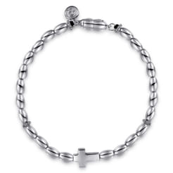 925 Sterling Silver Beaded Cross Bracelet