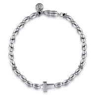925 Sterling Silver Beaded Cross Bracelet