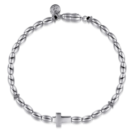 925 Sterling Silver Beaded Cross Bracelet