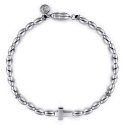 925 Sterling Silver Beaded Cross Bracelet