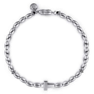 925 Sterling Silver Beaded Cross Bracelet