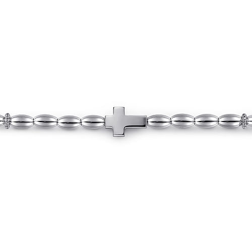 925 Sterling Silver Beaded Cross Bracelet - Shot 2